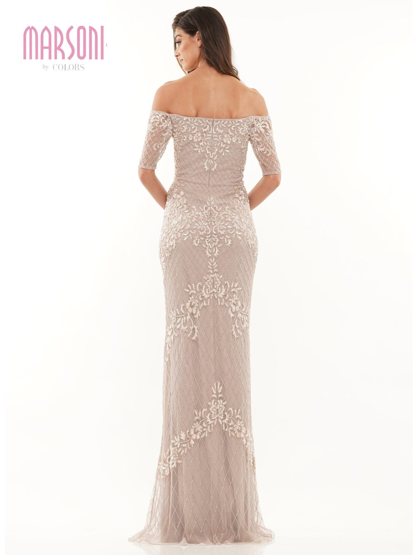 Marsoni Long Off Shoulder Formal Dress 1205 - The Dress Outlet