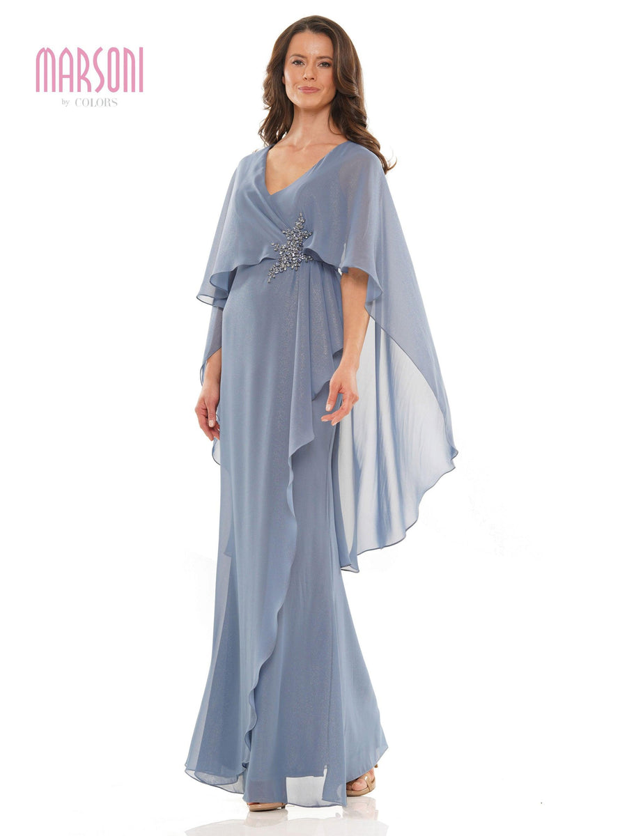 Marsoni Mother of the Bride Cape Long Gown 1189 - The Dress Outlet