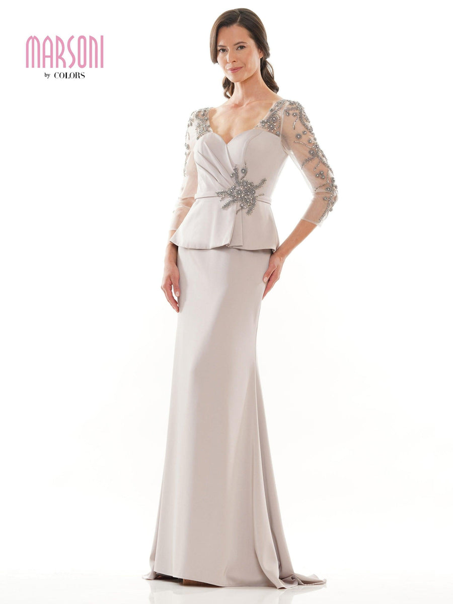 Marsoni Mother of the Bride Long Peplum Dress 1037 - The Dress Outlet