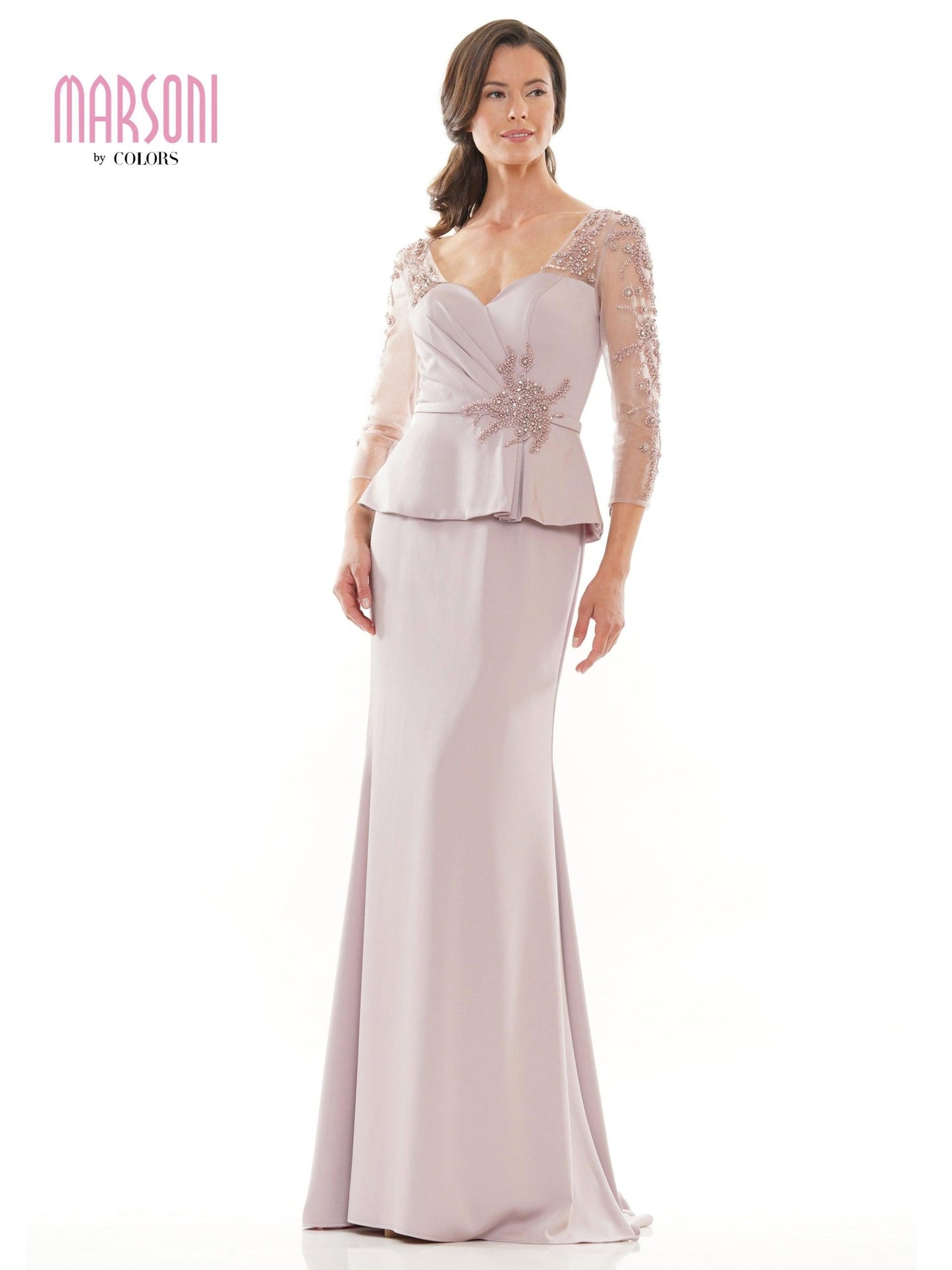 Marsoni Mother of the Bride Long Peplum Dress 1037 - The Dress Outlet