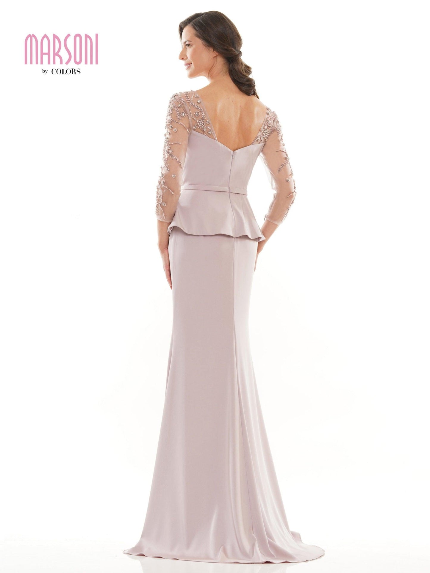 Marsoni Mother of the Bride Long Peplum Dress 1037 - The Dress Outlet