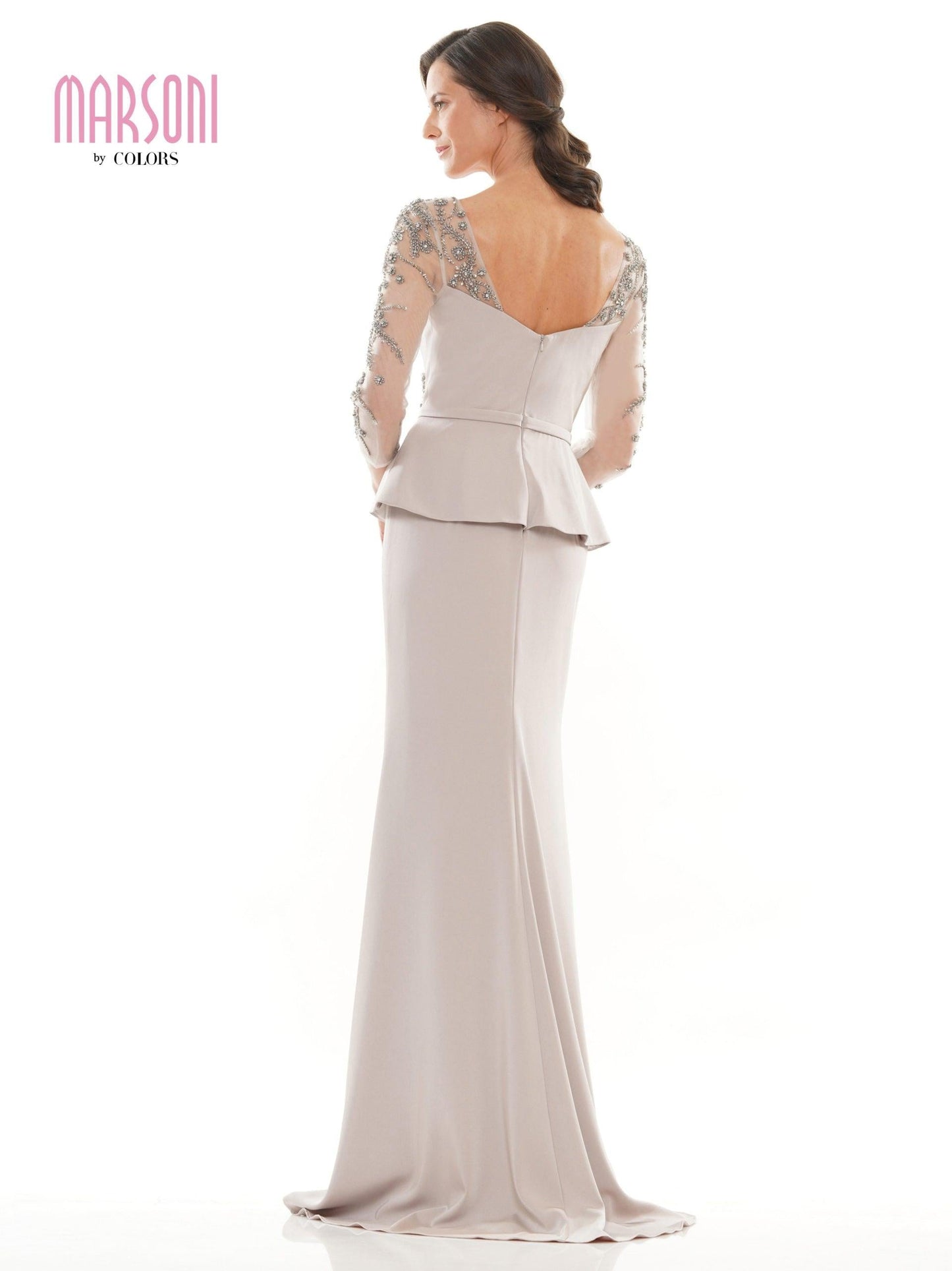 Marsoni Mother of the Bride Long Peplum Dress 1037 - The Dress Outlet