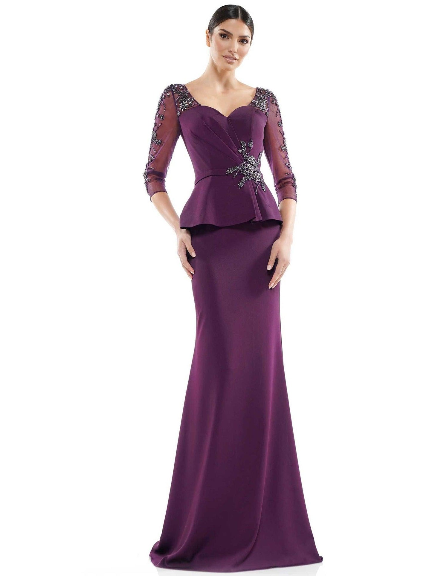 Marsoni Mother of the Bride Long Peplum Dress 1037 - The Dress Outlet