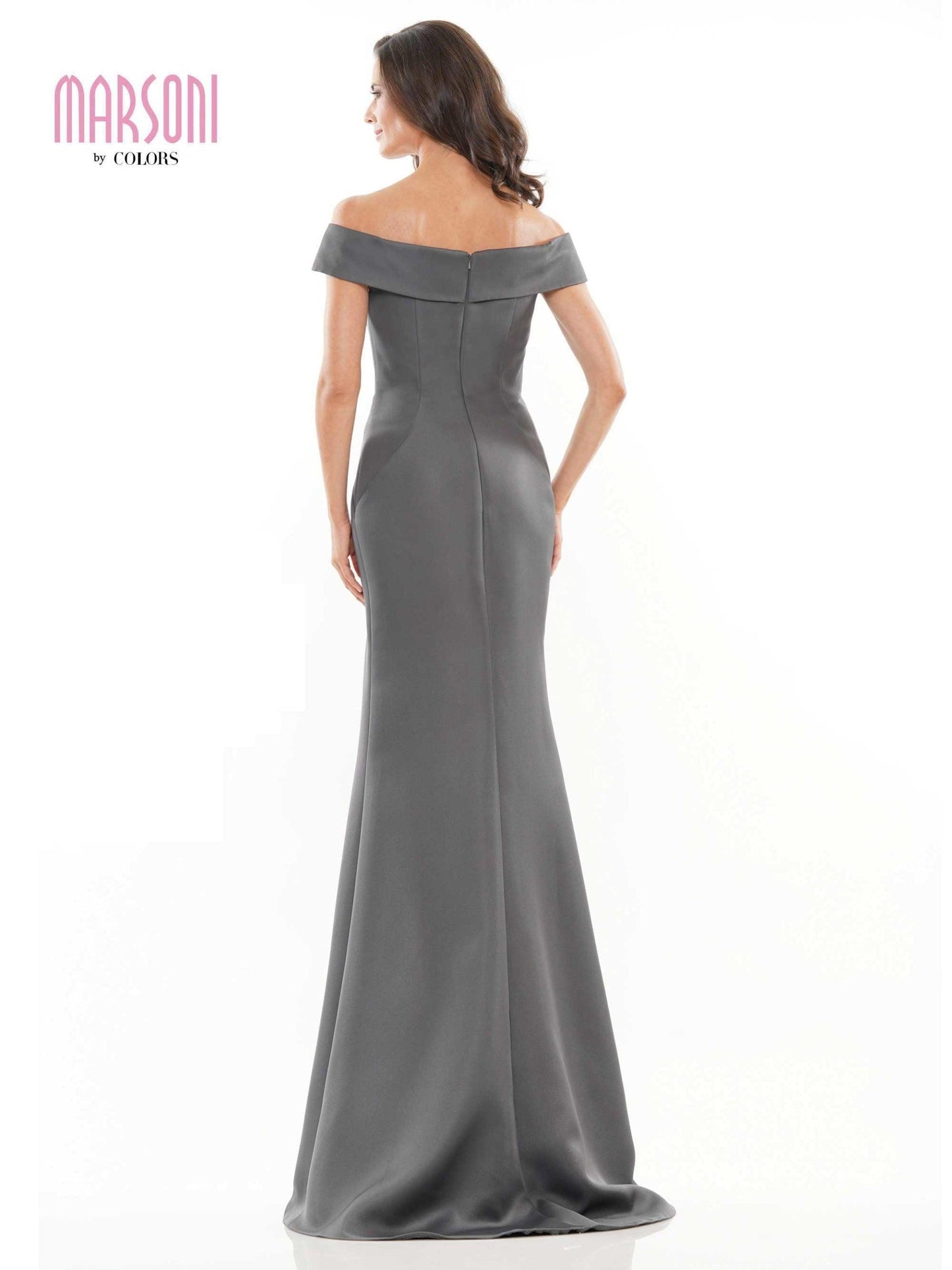 Marsoni Off Shoulder Satin Long Evening Gown 1153 - The Dress Outlet