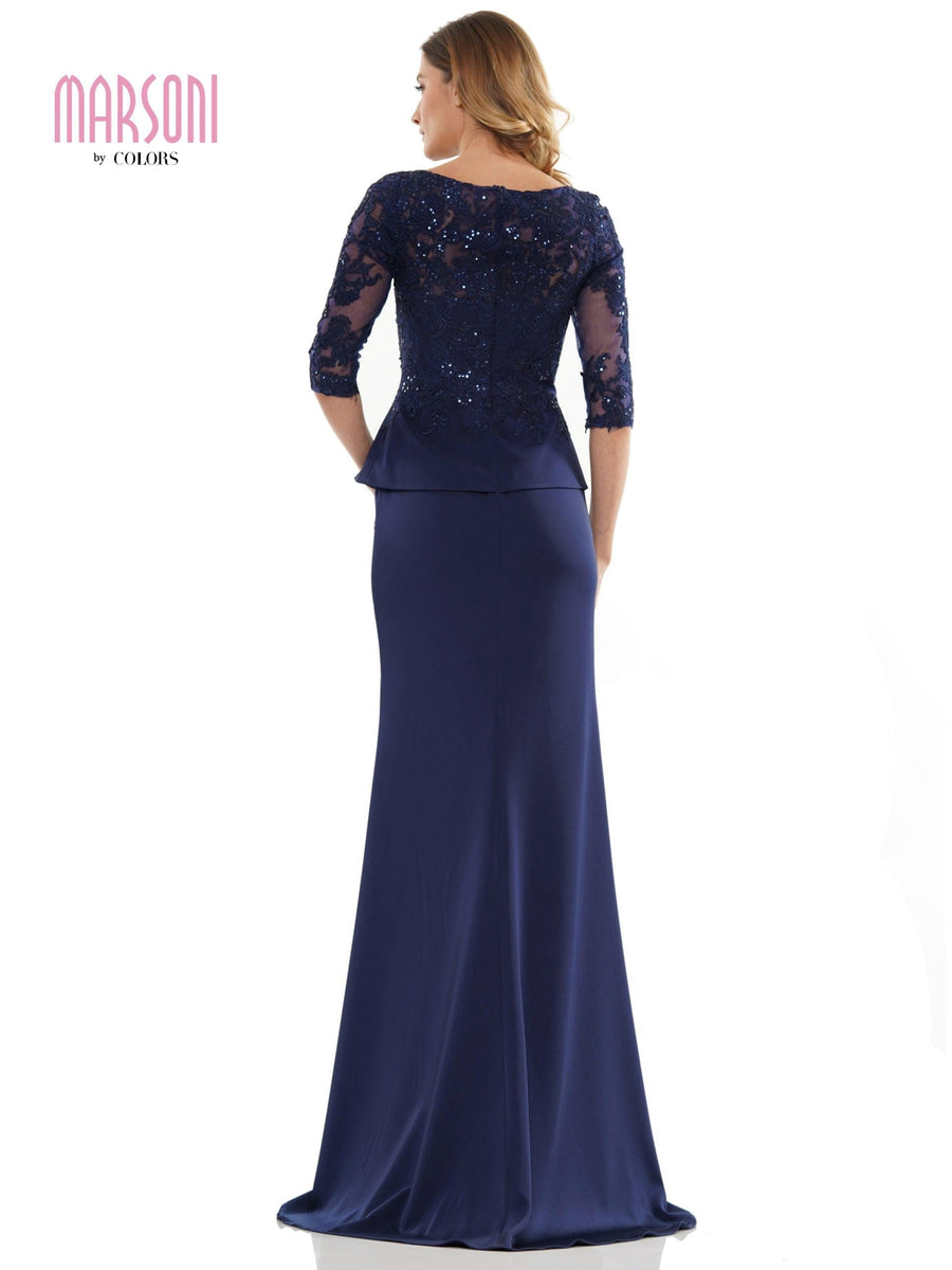 Marsoni Peplum Mother of the Bride Long Gown 1124 - The Dress Outlet