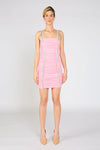 Cocktail Dresses Short Rhinestones Tassels Ruche Mini Dress Pink