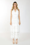 Cocktail Dresses Long Sleeveless V Neck Lace Dress White