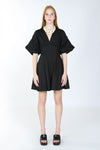 Cocktail Dresses Short Bubble Sleeve V Neck Mini Dress Black