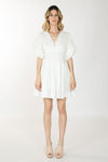 Cocktail Dresses Short Bubble Sleeve V Neck Mini Dress White