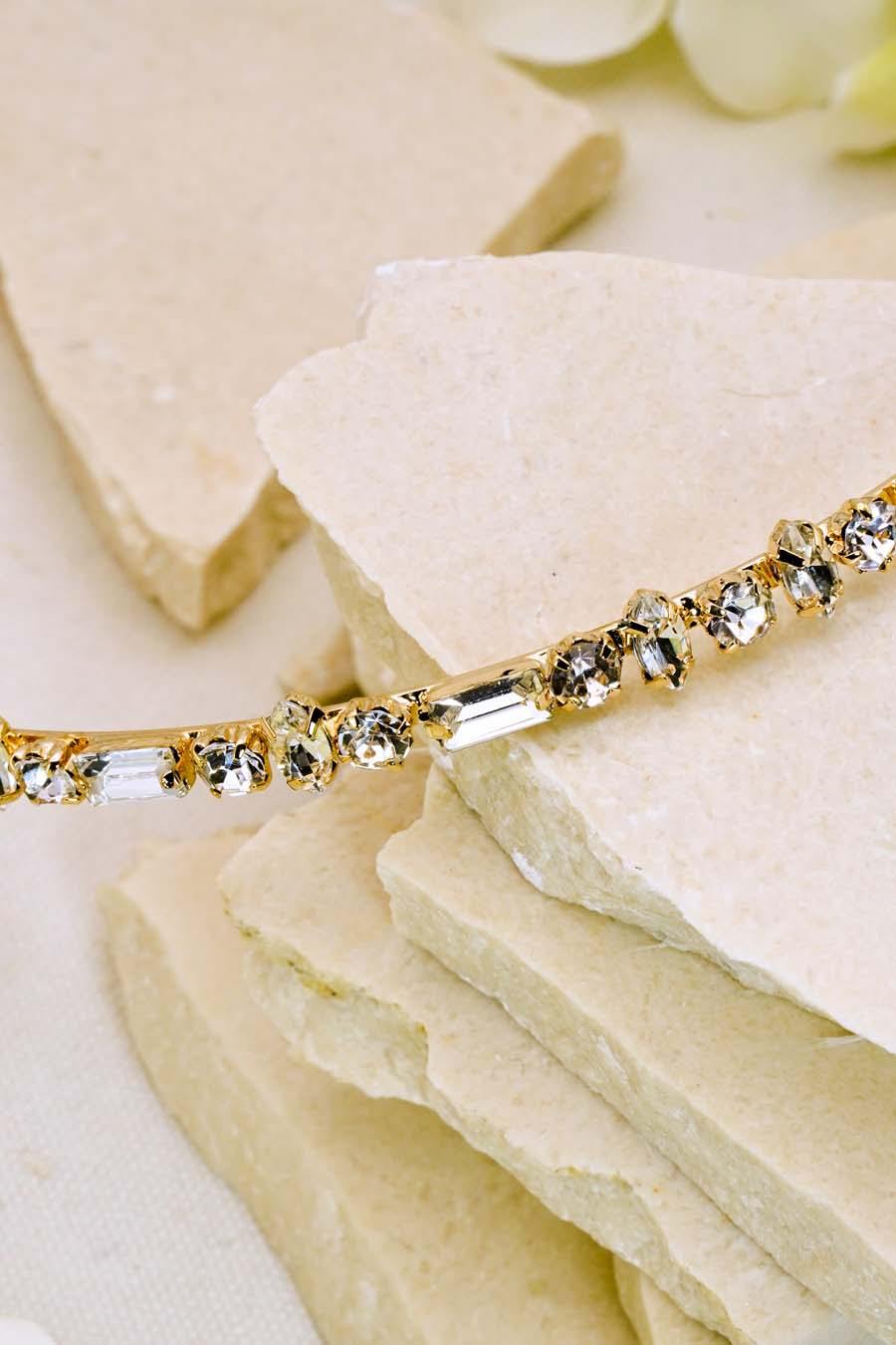 Minimalist Rhinestones Headband Wedding Headpiece - The Dress Outlet