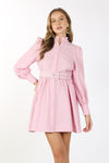 Cocktail Dresses Short Vintage Long Sleeve Mini Dress Pink