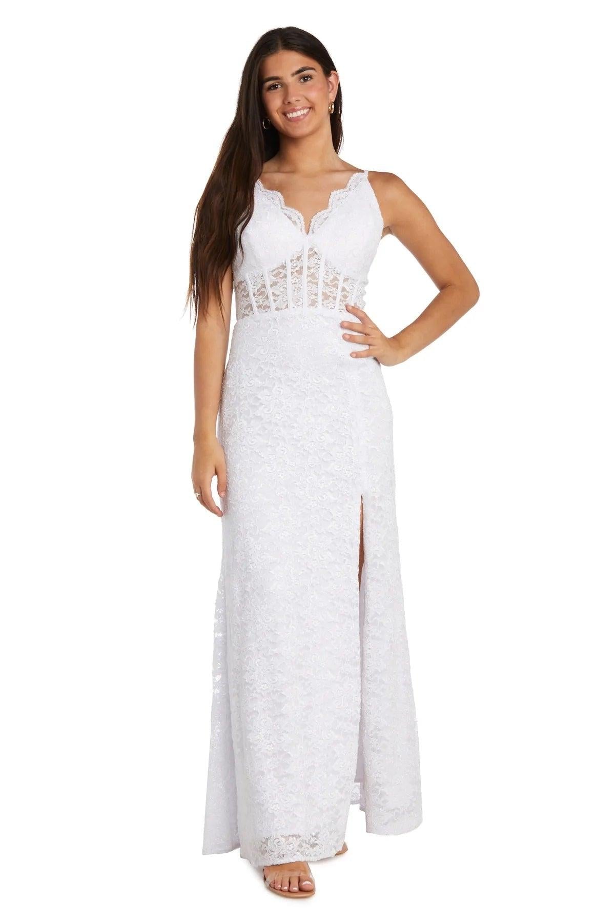 Formal Dresses Long Spaghetti Strap Evening Gown White