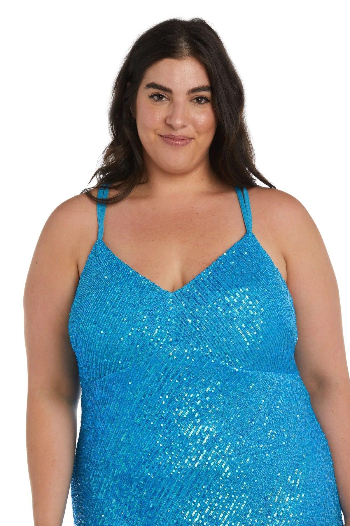 Turquoise Morgan & Co 13029WM Plus Size High Low Prom Dress for $105.99 –  The Dress Outlet