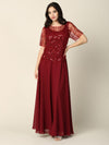 Mother of the Bride Beaded Long Formal Chiffon Gown - The Dress Outlet