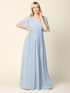 Mother of the Bride Flutter Sleeve Long Dress - The Dress Outlet