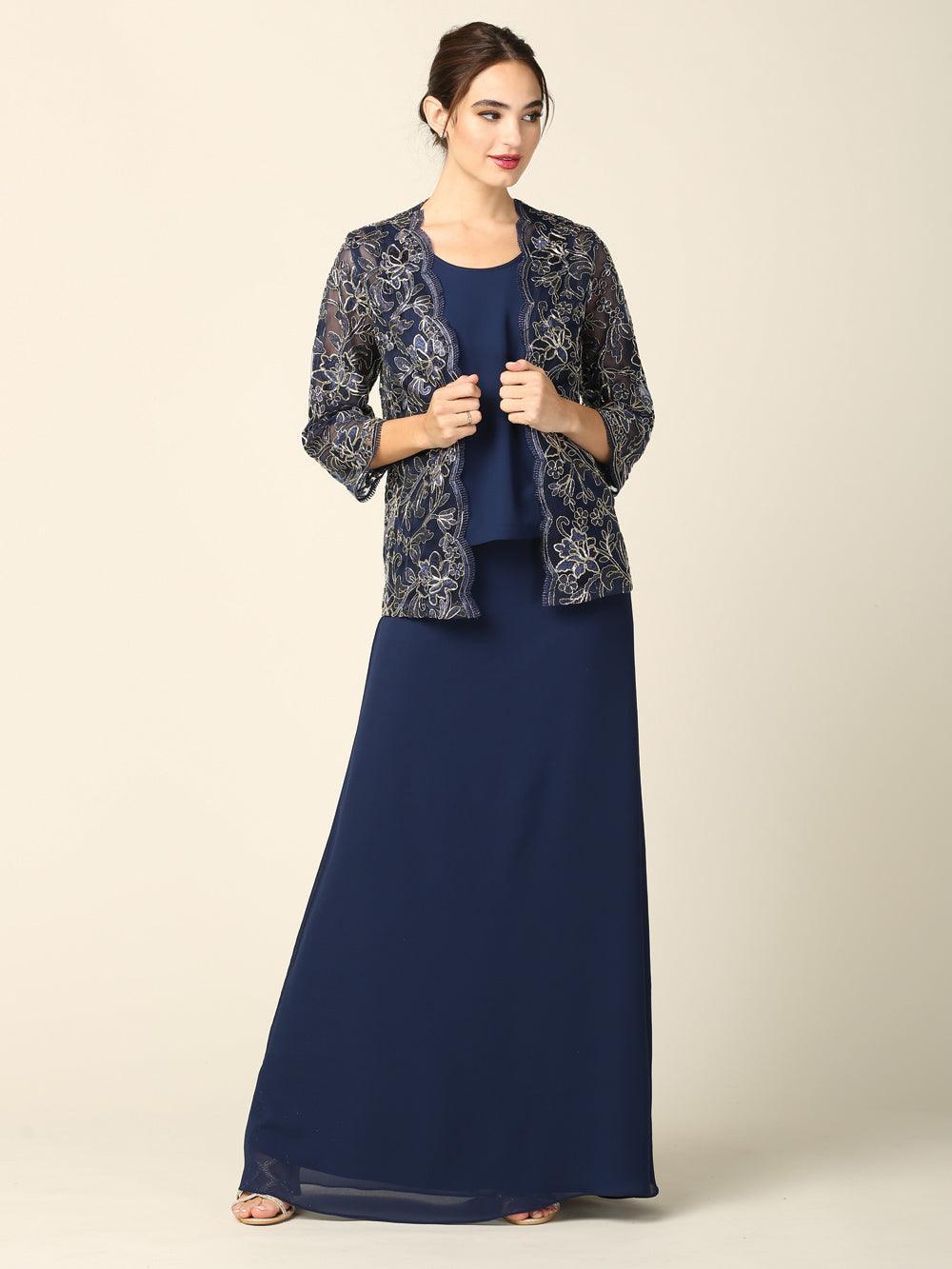 Mother of the Bride Long Formal Jacket Dress Sale - The Dress Outlet