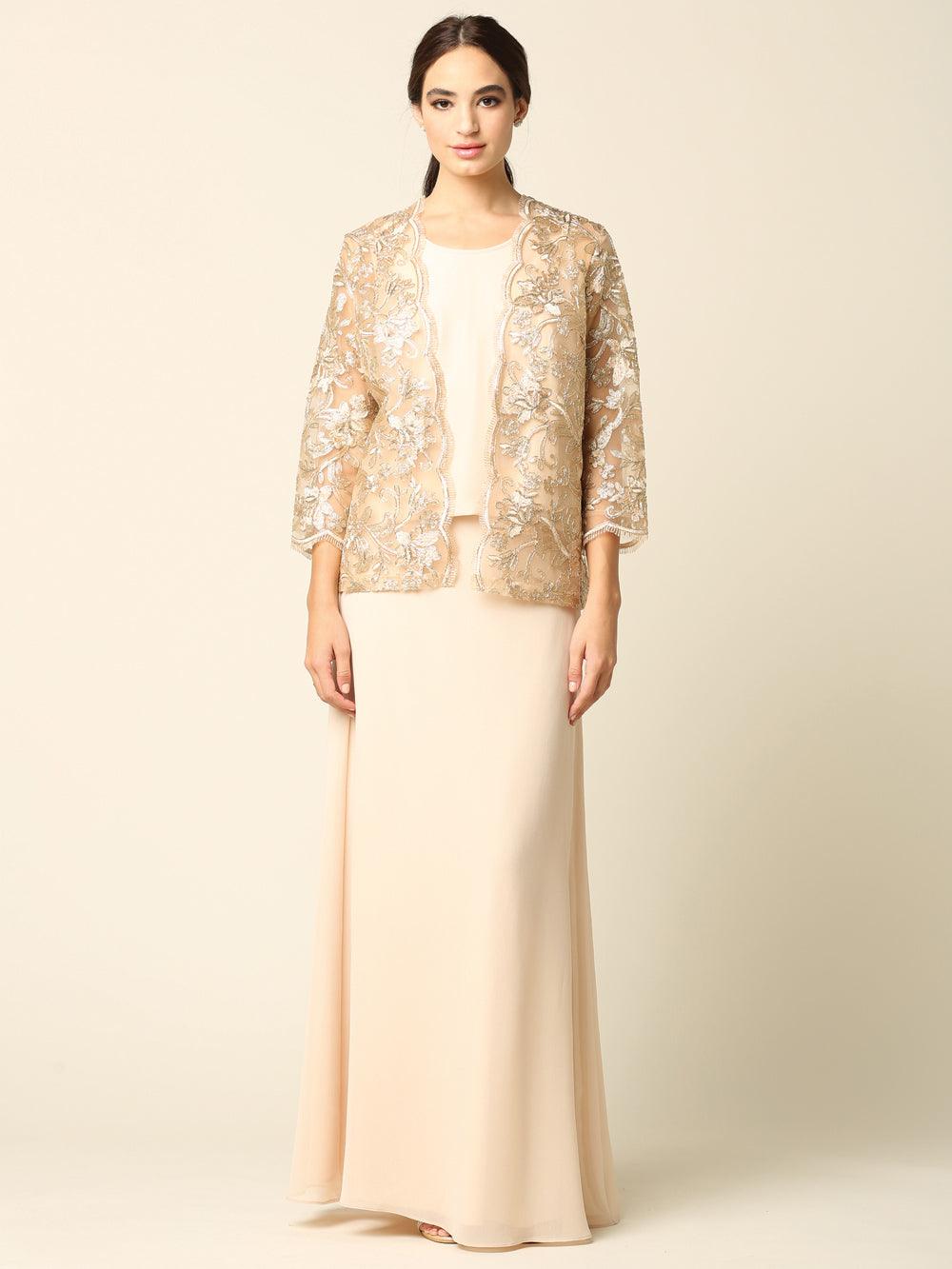 Mother of the Bride Long Formal Jacket Dress - The Dress Outlet