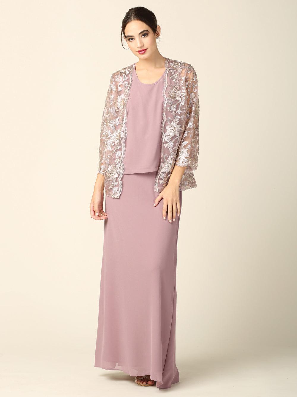 Mother of the Bride Long Formal Jacket Dress - The Dress Outlet