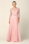 Mother of the Bride Long Formal Lace Chiffon Dress - The Dress Outlet