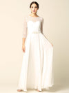 Mother of the Bride Long Formal Lace Chiffon Dress - The Dress Outlet