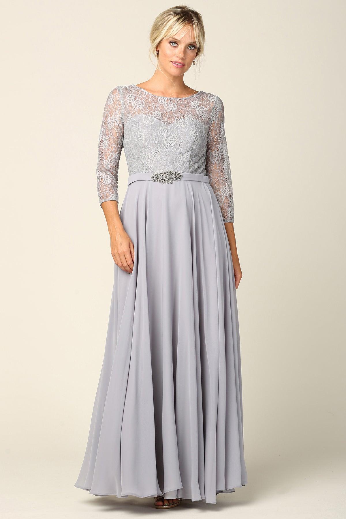 silver chiffon dress