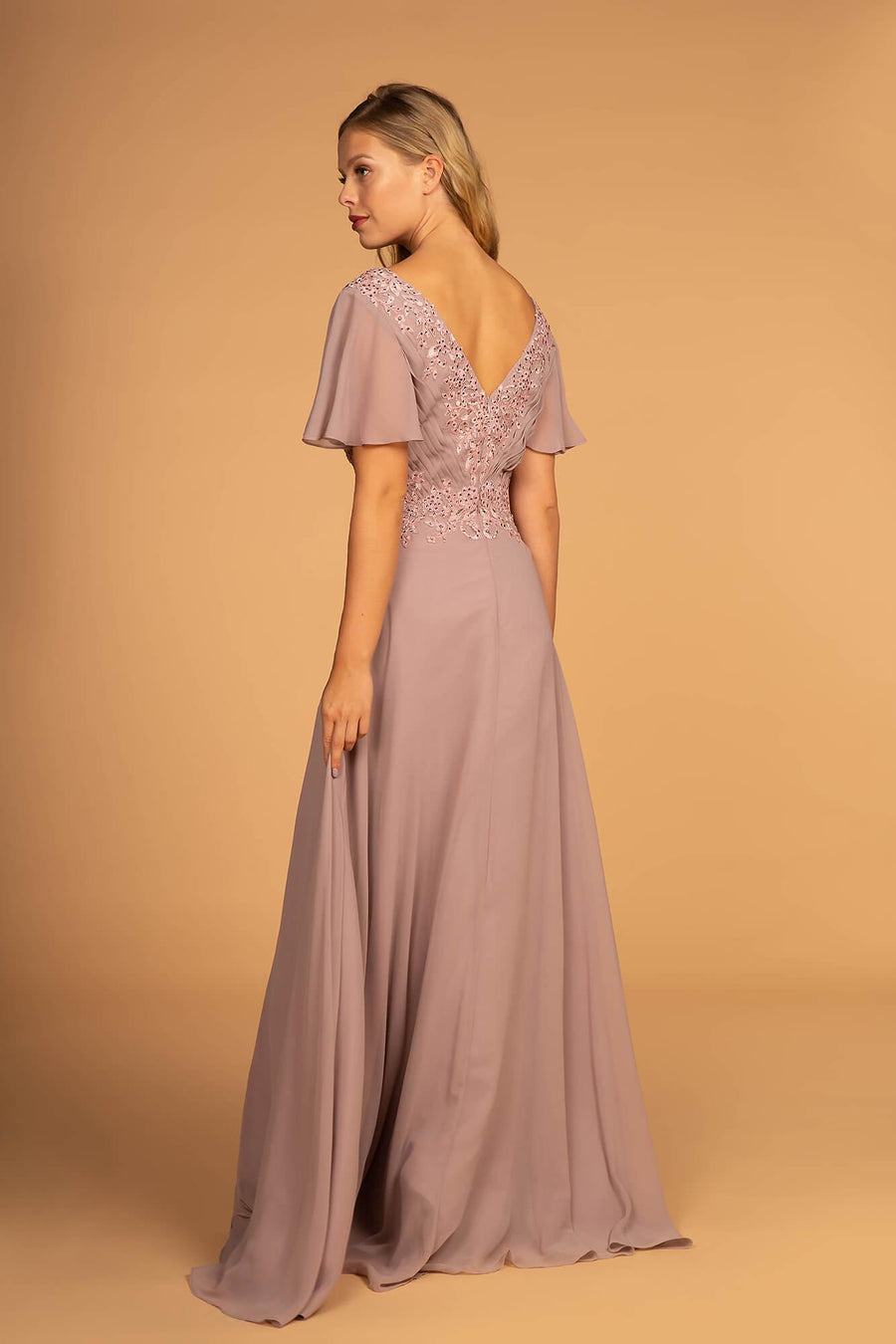 Mother of the Bride V-Neck Chiffon Long Dress Sale - The Dress Outlet