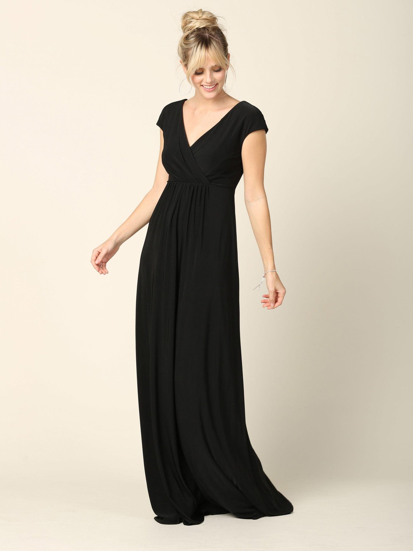 Mother of the Bride V Neck Long Formal  Dress - The Dress Outlet