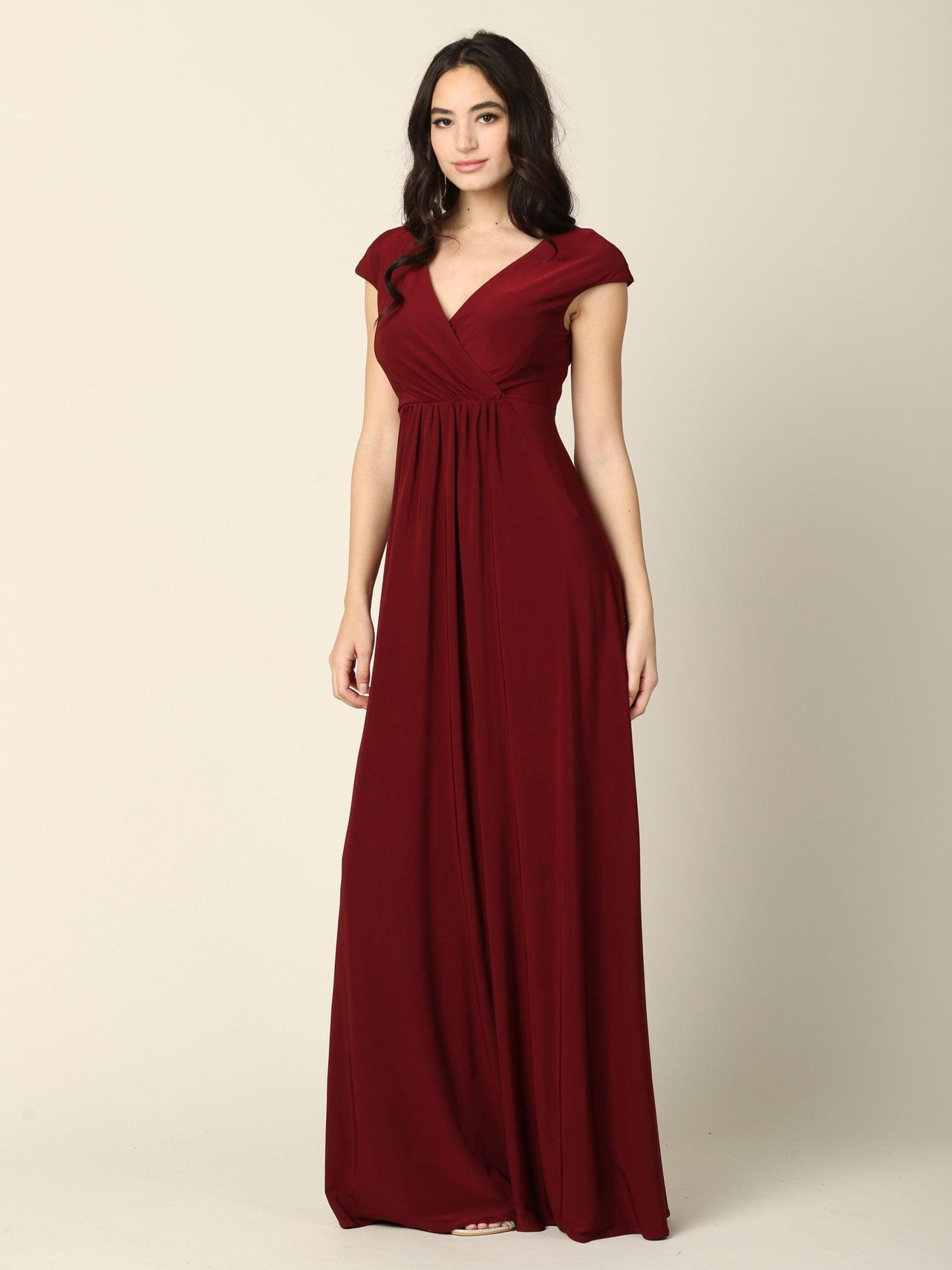 Mother of the Bride V Neck Long Formal  Dress - The Dress Outlet