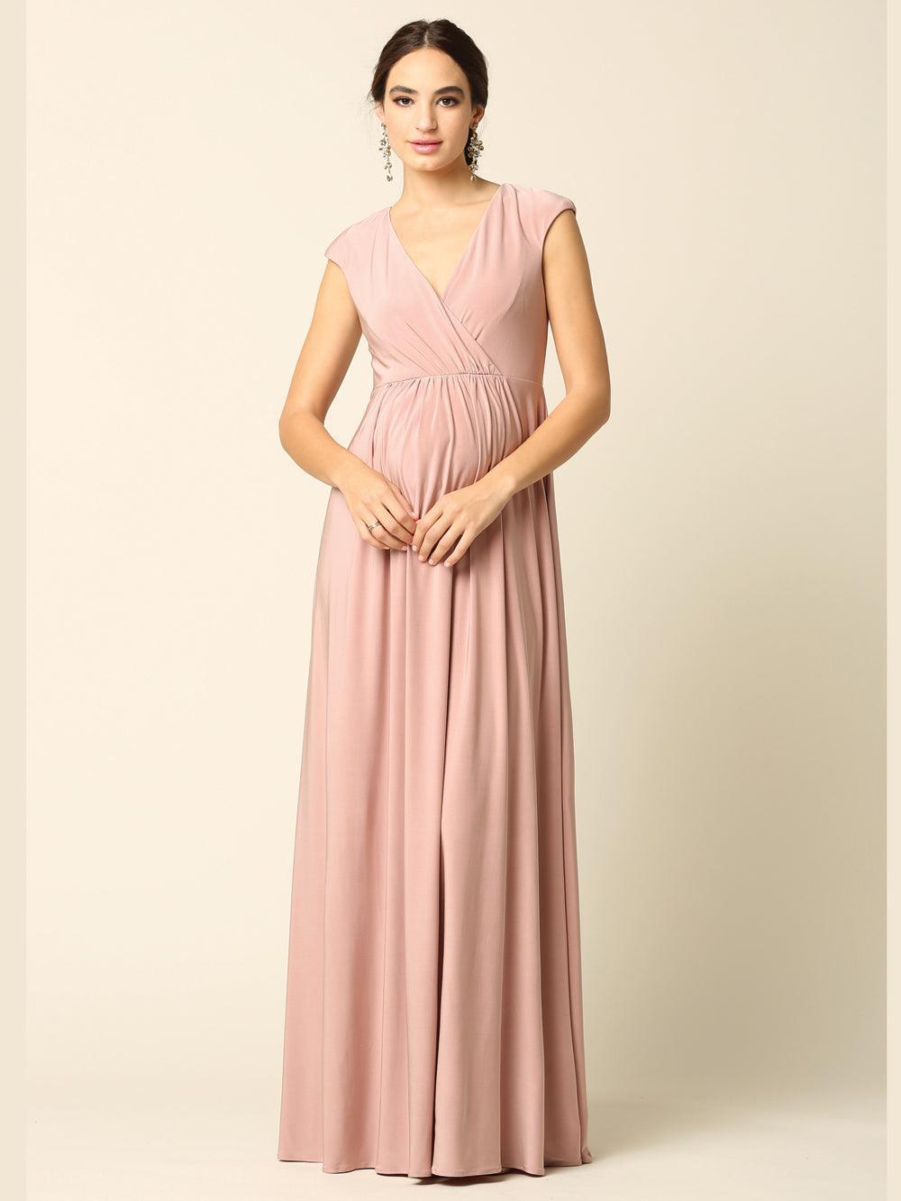 Mother of the Bride V Neck Long Formal  Dress - The Dress Outlet