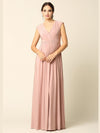 Mother of the Bride V Neck Long Formal  Dress - The Dress Outlet