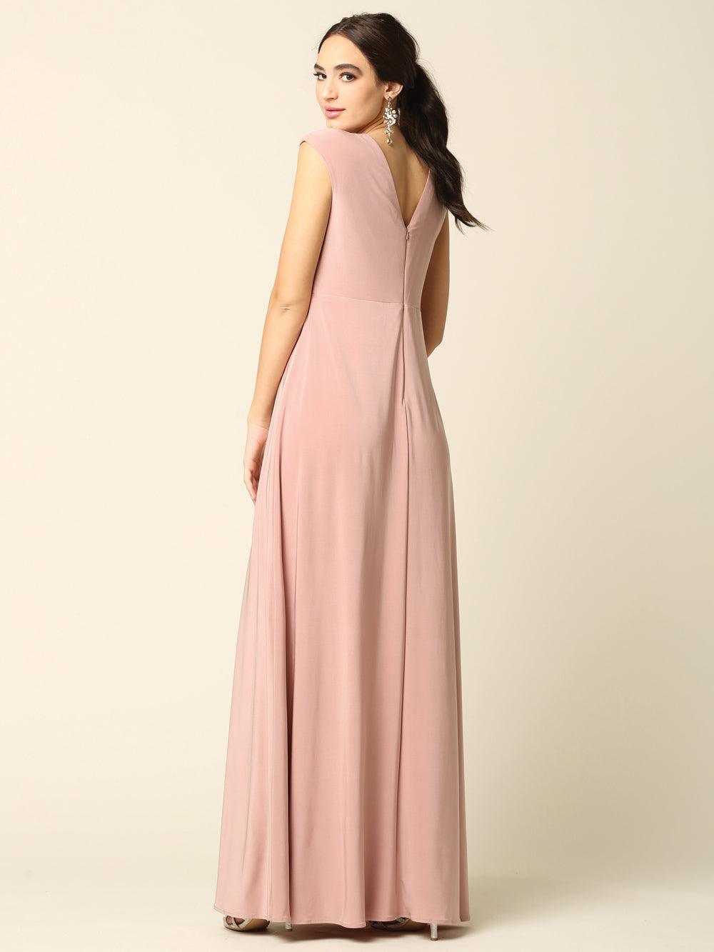 Mother of the Bride V Neck Long Formal  Dress - The Dress Outlet