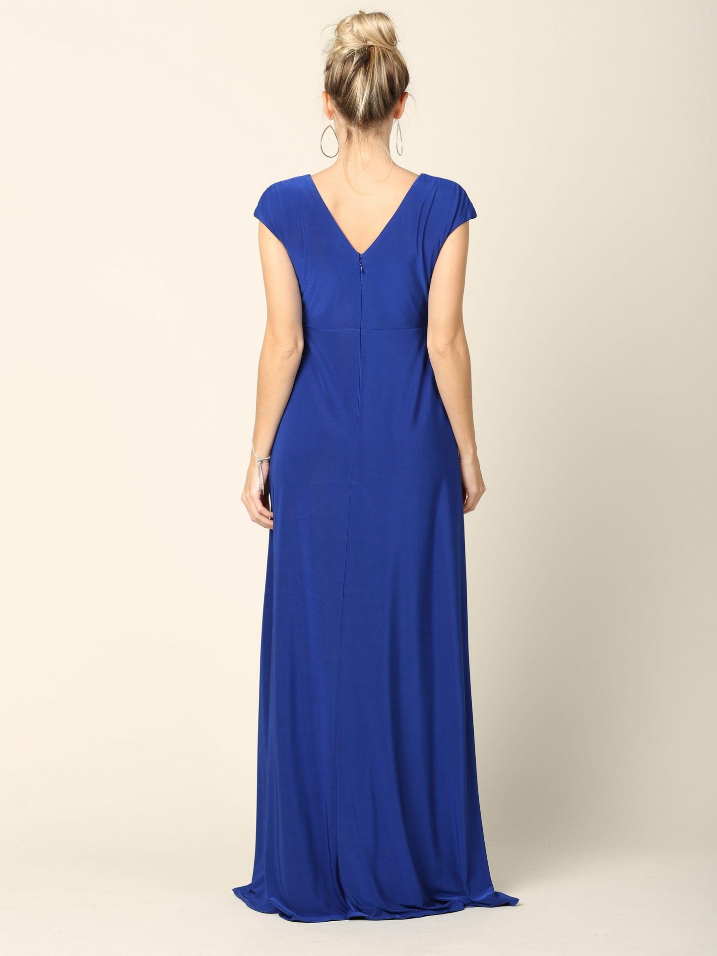 Mother of the Bride V Neck Long Formal  Dress - The Dress Outlet