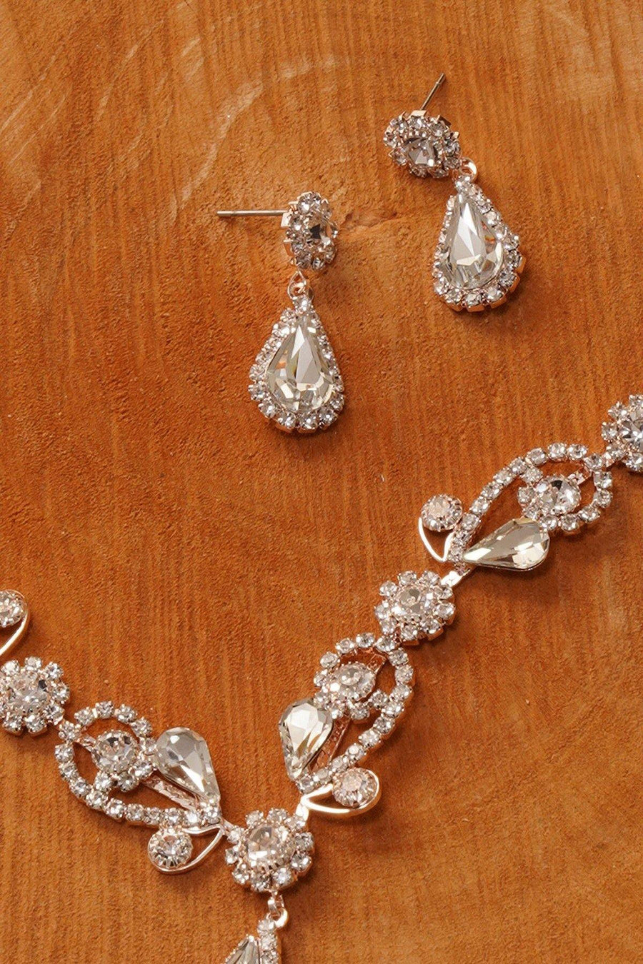 Multiple Crystal Necklace Set Rhinestone Jewelry - The Dress Outlet