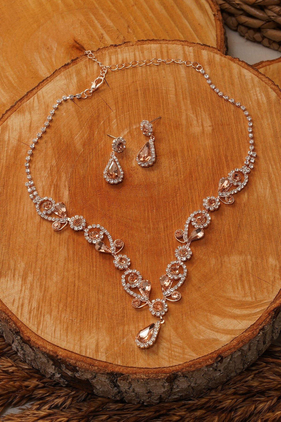 Multiple Crystal Necklace Set Rhinestone Jewelry - The Dress Outlet