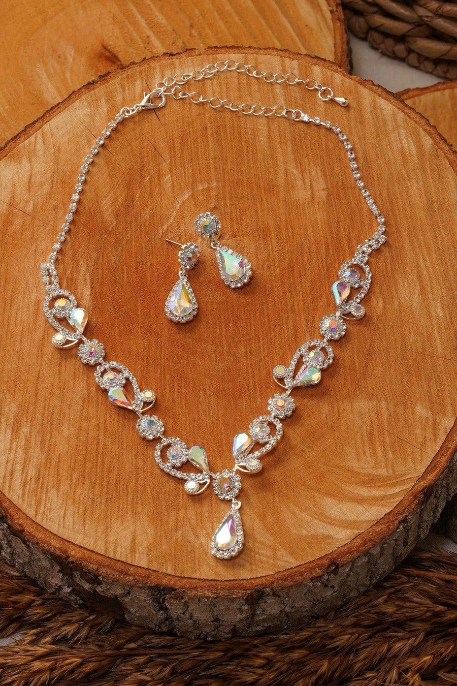 Multiple Crystal Necklace Set Rhinestone Jewelry - The Dress Outlet