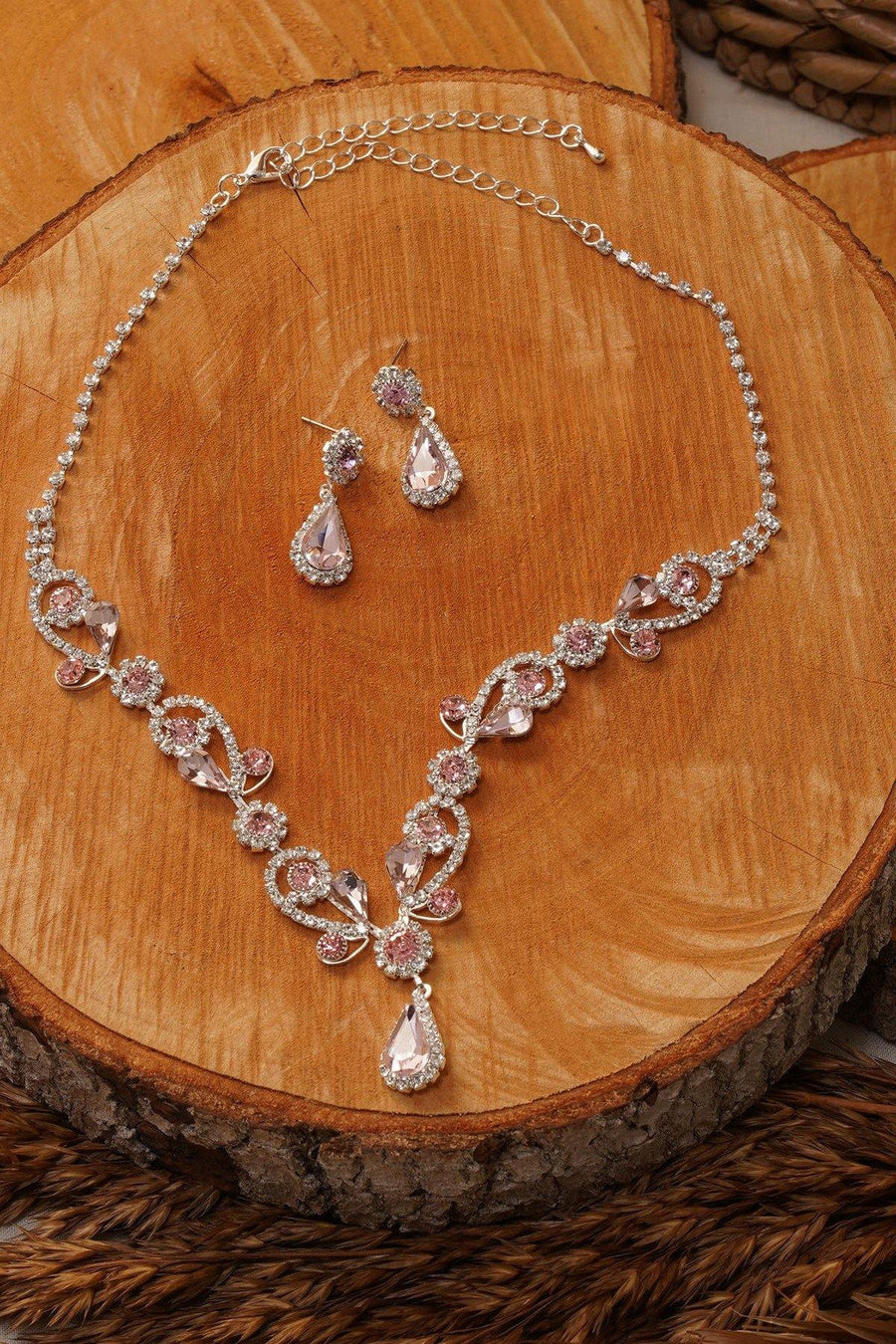 Multiple Crystal Necklace Set Rhinestone Jewelry - The Dress Outlet