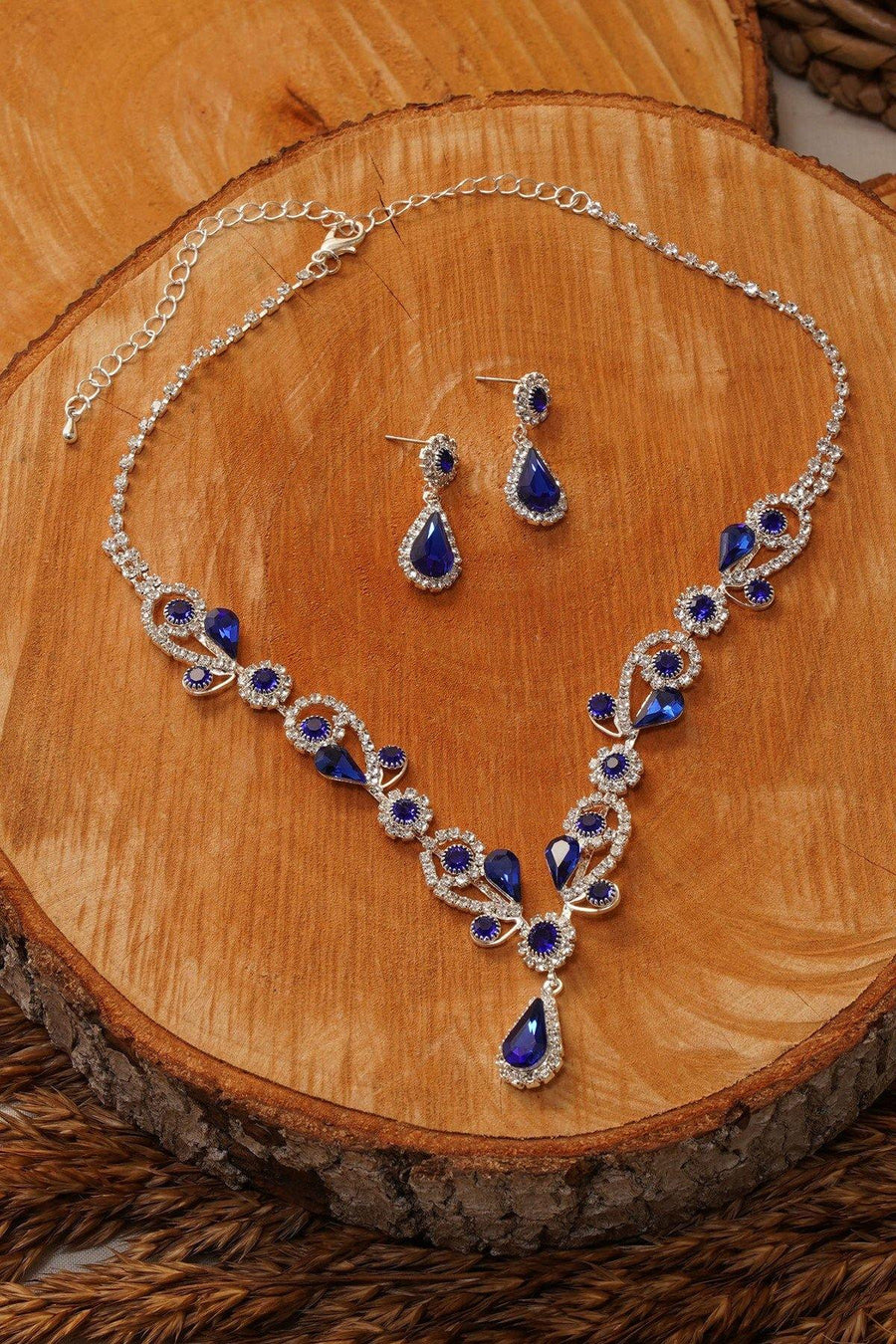 Multiple Crystal Necklace Set Rhinestone Jewelry - The Dress Outlet