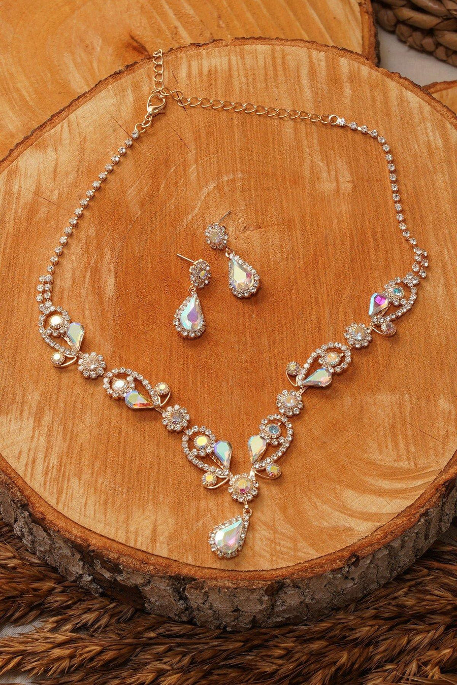 Multiple Crystal Necklace Set Rhinestone Jewelry - The Dress Outlet