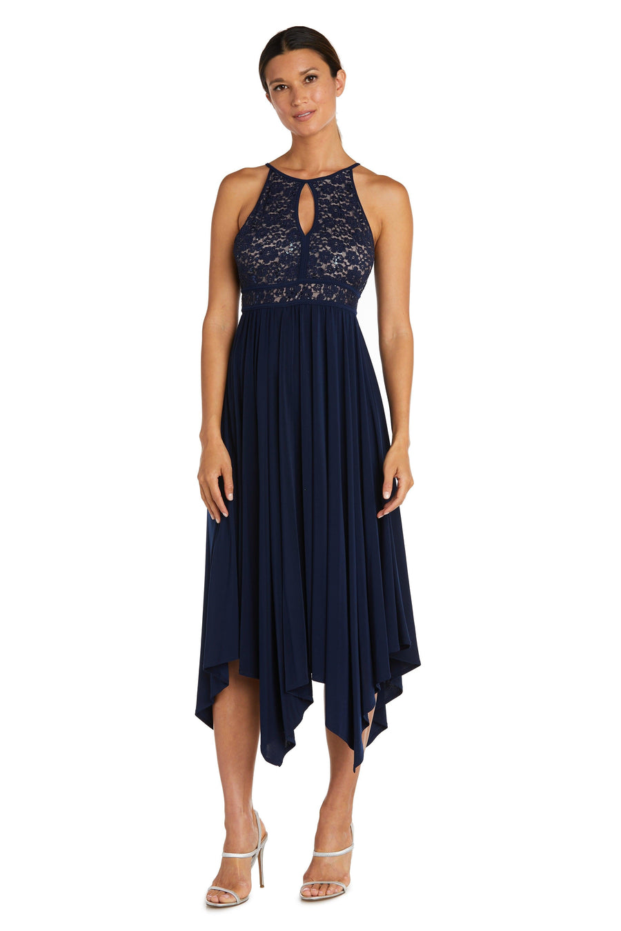 Nightway High Low Halter Lace Dress 21946 - The Dress Outlet