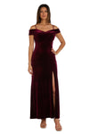 Nightway Long Off Shoulder Formal Velvet Gown 22094 - The Dress Outlet