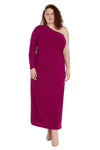 Nightway Long One Shoulder Plus Size Dress 22158W - The Dress Outlet