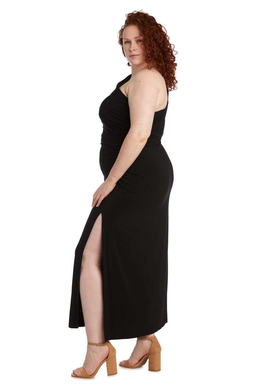 Nightway Long One Shoulder Plus Size Dress 22158W - The Dress Outlet