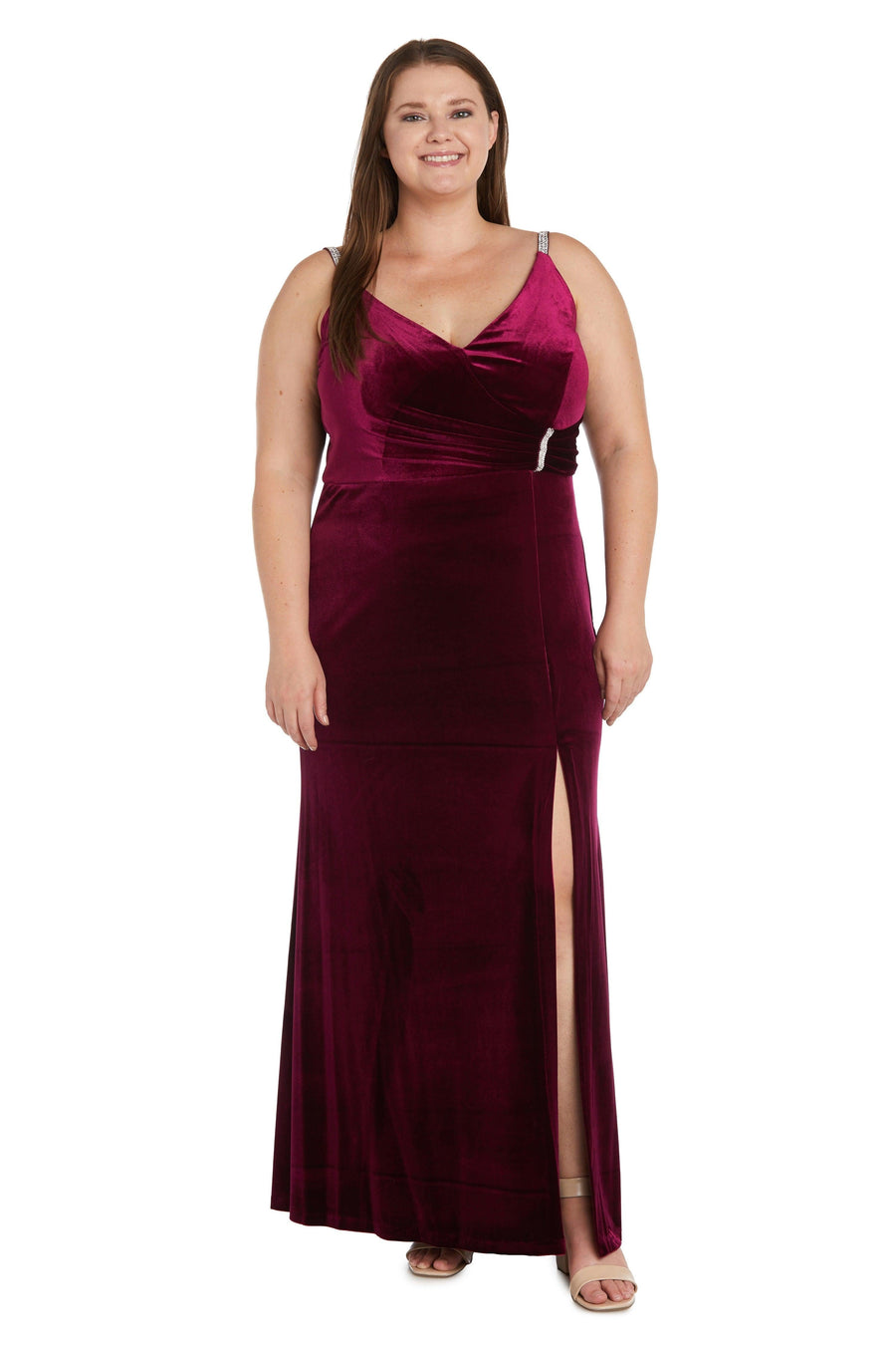 Nightway Long Plus Size Velvet Formal Gown 22093W - The Dress Outlet