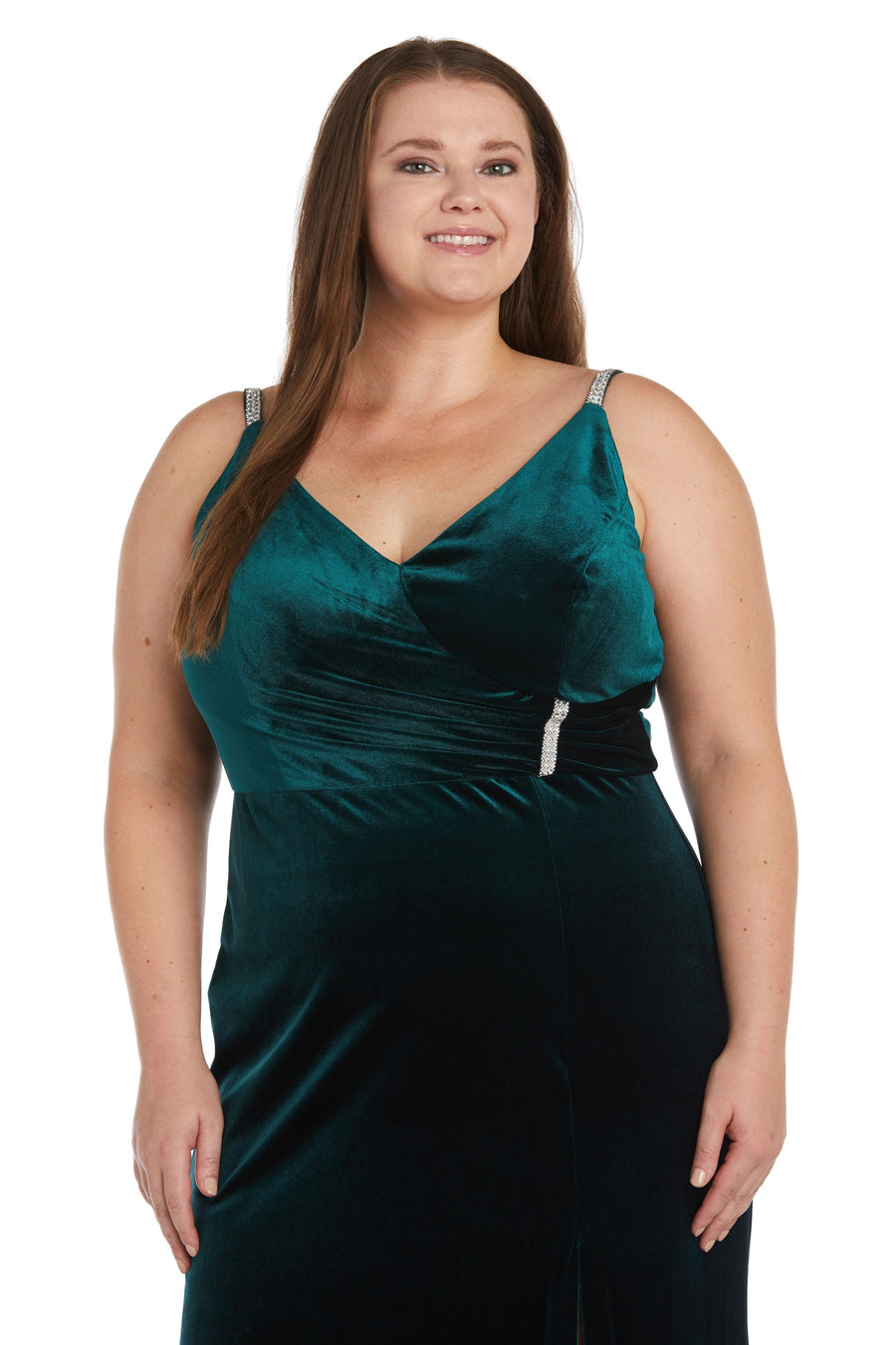 Nightway Long Plus Size Velvet Formal Gown 22093W - The Dress Outlet