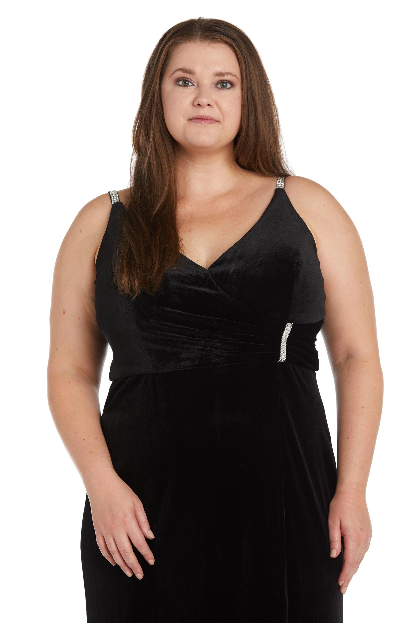 Nightway Long Plus Size Velvet Formal Gown 22093W - The Dress Outlet