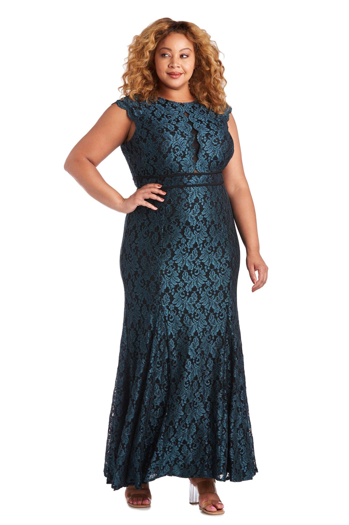 Nightway Plus Size Glitter Long Dress Sale - The Dress Outlet