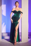 Long Velvet Prom Dress Emerald