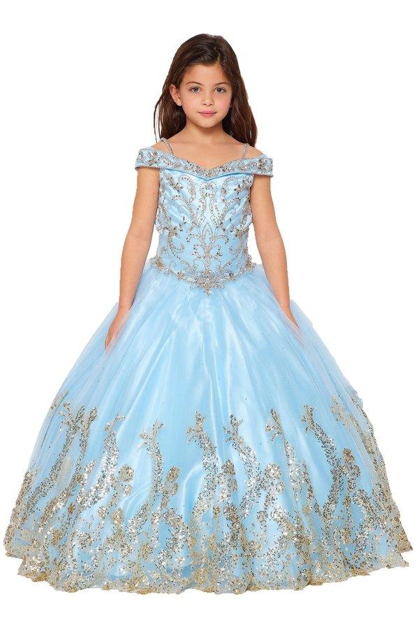 Off Shoulder A-Line Flower Girls Dress - The Dress Outlet