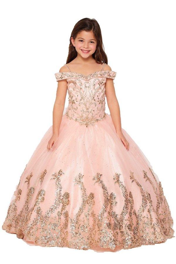 Off Shoulder A-Line Flower Girls Dress - The Dress Outlet