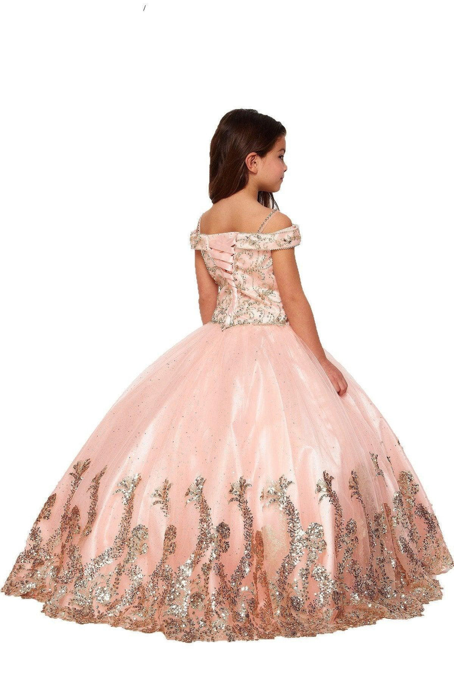 Off Shoulder A-Line Flower Girls Dress - The Dress Outlet